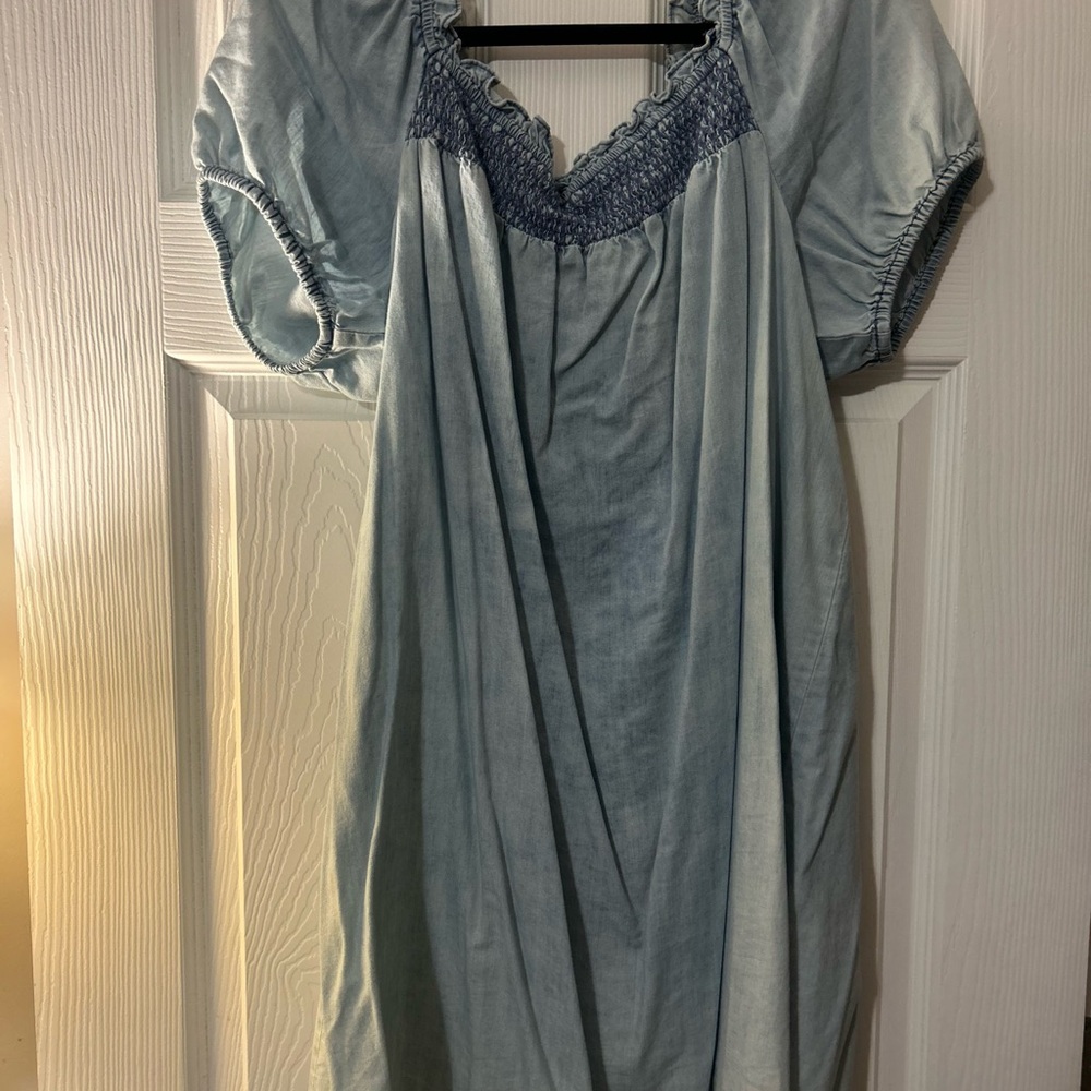 a.n.a Light Blue Smocked Dress - Picture 2 of 4